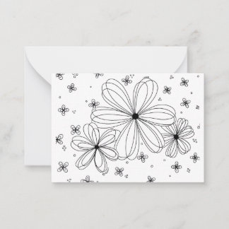 Floating Petals – Colorable Floral Note Card Notitiekaartje