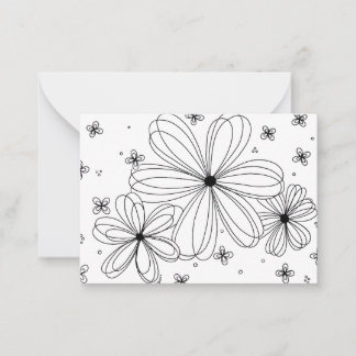 Floating Petals – Colorable Floral Note Card Notitiekaartje