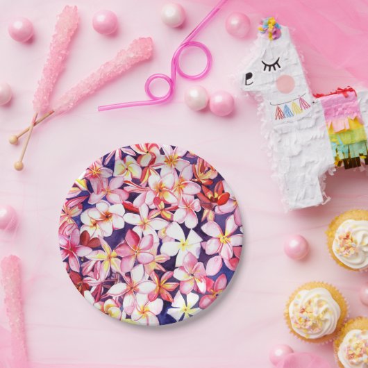 Floating Plumeria Papieren Bordje (Feest)