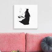 Floating Silence – Minimalist Female Silhouette Canvas Afdruk (Insitu (Woonkamer))