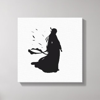 Floating Silence – Minimalist Female Silhouette Canvas Afdruk
