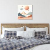 Floating Surreal Mountains with Glowing Solar Orbs Canvas Afdruk (Insitu (Slaapkamer))