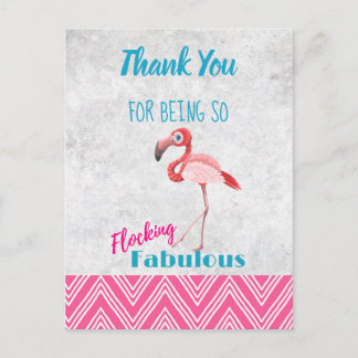 Flocking Fabulous Pink Flamingo Pun Party Bedankt Briefkaart