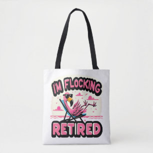 Flocking Gepensioneerd Grappig pensioen Flamingo Draagtas