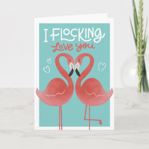 Flocking Love You Flamingo Valentijn Wenskaart Kaart