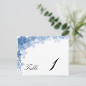 Flocon Bleu sur Numéro de Table de Mariage Blanc (Debout devant)
