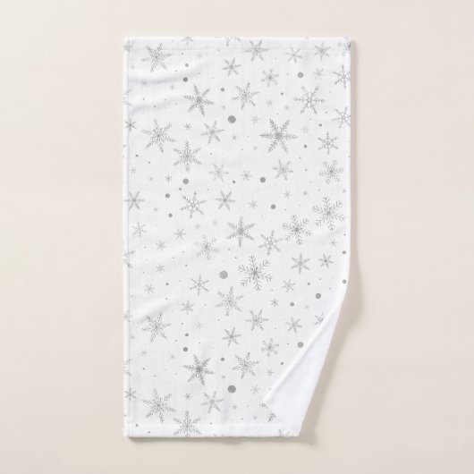 Flocon de neige au crépuscule - Gris et blanc arge (Serviette à main)