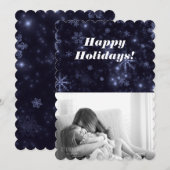 Flocon de neige avec carte Arrière - plan plat ble (Devant / Derrière)