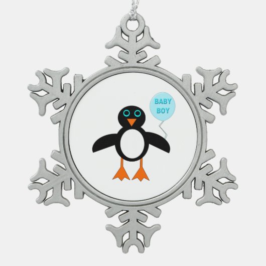 Flocon De Neige Bébé Bleu mou Boy Penguin Ornement (Devant)