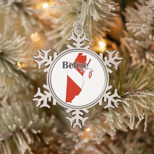 Flocon De Neige Bélize Plongée Drapeau Noël Ornement (Arbre)