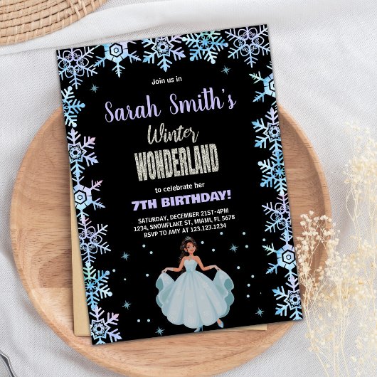 Flocon de neige Black Winter Wonderland Invitation