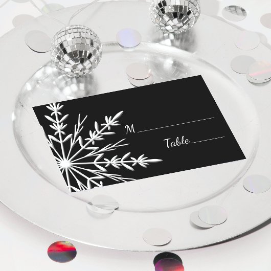 Flocon de neige blanc noir Mariage d'hiver Cartes