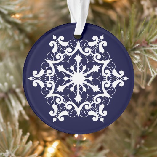 Flocon De Neige Blanc Sur Bleu Foncé (Arbre)