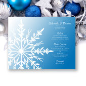 Flocon de neige blanc sur Blue Winter Wedding Menu