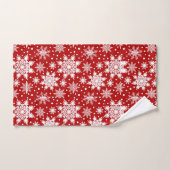 Flocon de neige blanc sur Motif traditionnel rouge (Serviette à main)