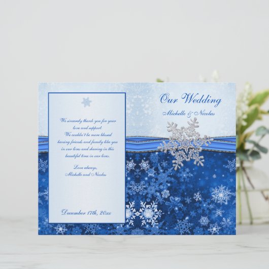 Flocon de neige bleu argent sur le programme de ma (Debout devant)