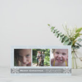 Flocon de neige bleu et gris Joyeuse carte de Noël (Debout devant)