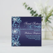 Flocon de neige bleu foncé Sweet 16 Invitation d'a (Debout devant)