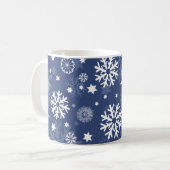 Flocon de neige bleu moderne Mug café de Noël (Devant gauche)