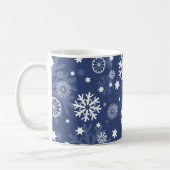 Flocon de neige bleu moderne Mug café de Noël (Gauche)