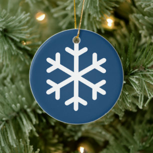 Flocon de neige Bleu ornement en céramique de Noël
