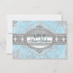 Flocon de neige bleu RSVP pour un doux 16ème anniv