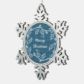 Flocon De Neige Bleu Rustique Holly Snowflake Ornement (Vue impression)