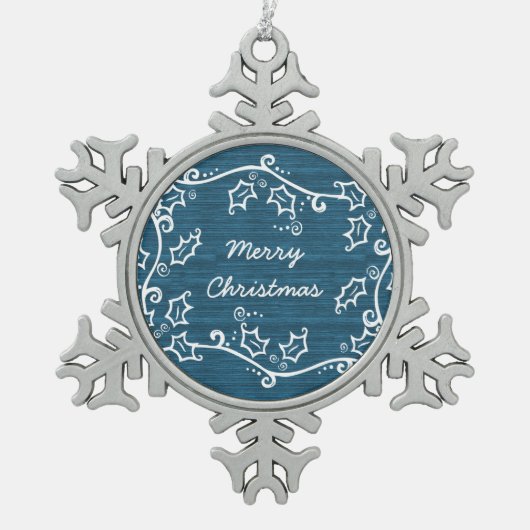 Flocon De Neige Bleu Rustique Holly Snowflake Ornement (Devant)