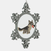 Flocon De Neige Cartoon mignon affamé Wolf Pewter Ornement (Gauche)