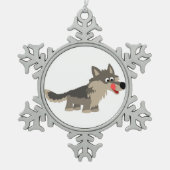 Flocon De Neige Cartoon mignon affamé Wolf Pewter Ornement (Devant)
