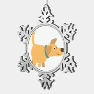 Flocon De Neige Cartoon mignon Jaune Labrador Ornement en eau douc