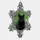 Flocon De Neige Chat noir avec ornement des yeux verts (Gauche)