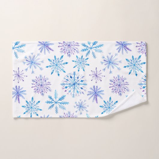 Flocon de neige couleur bleu & violet (Serviette à main)