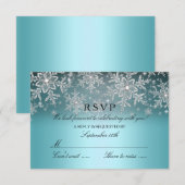 Flocon de Neige Cristal Bleu Réponse RSVP Hiver (Devant / Derrière)