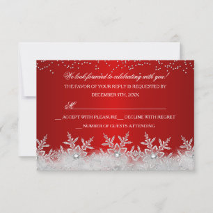 Flocon de Neige Cristal Rouge Réponse Invitation F