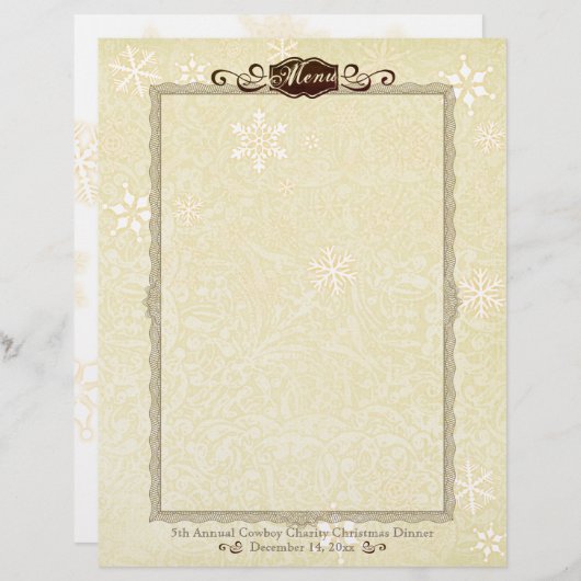 Flocon de neige Damas menu de vacances de Noël en- (Devant / Derrière)