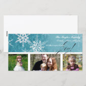 Flocon de neige Damask de Noël - Carte bleue océan (Devant / Derrière)