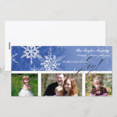 Flocon de neige Damask de Noël - Carte bleue royal (Devant / Derrière)