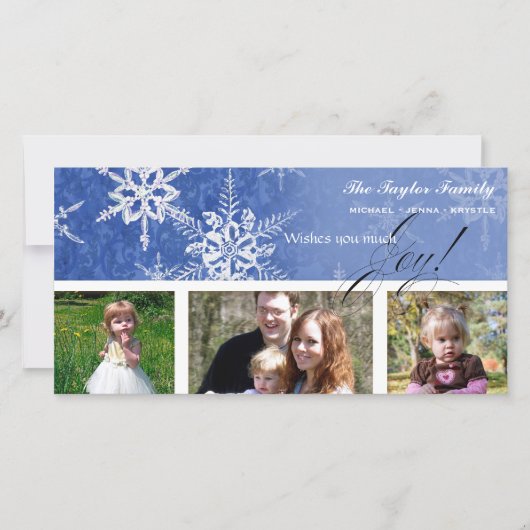 Flocon de neige Damask de Noël - Carte bleue royal (Devant)