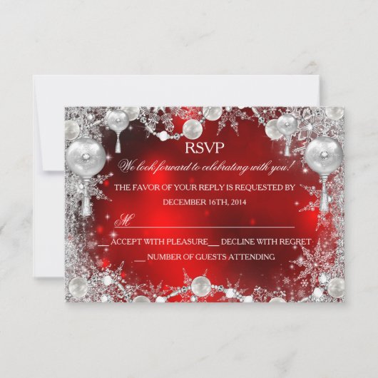 Flocon de neige de cristal rouge Noël RSVP (Devant)
