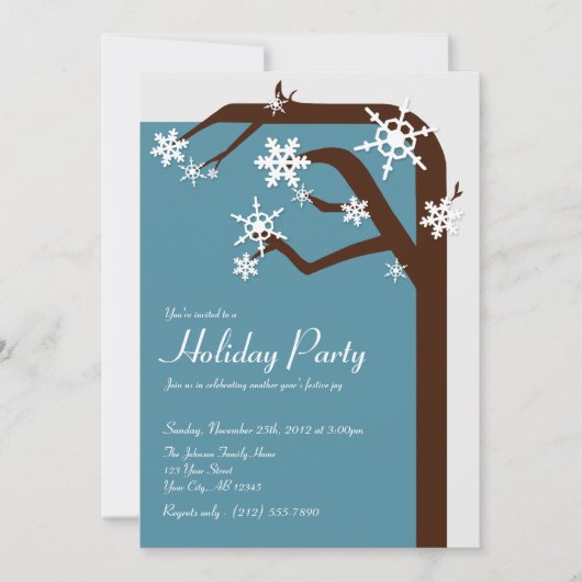 Flocon de neige de l'arbre d'hiver - Invitations d (Devant)