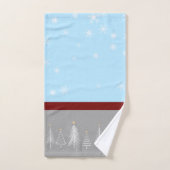 Flocon de neige de Noël bleu gris rouge (Serviette à main)