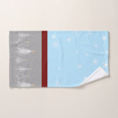 Flocon de neige de Noël bleu gris rouge (Serviette à main)