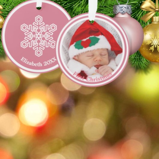 Flocon de neige de Noël du premier bébé sur fond r