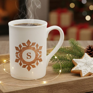 Flocon de neige de Noël Monogramme d'os Chine Mug