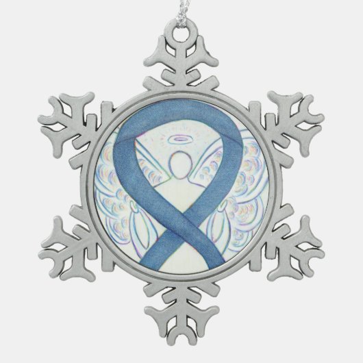 Flocon De Neige Denim Awareness Ribbon Angel Ornement (Devant)