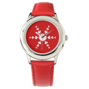 Flocon de neige des Coeurs blancs en rouge, Montre