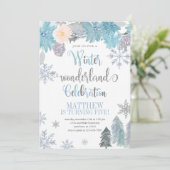 Flocon de neige d'hiver Invitation Anniversaire Ga (Debout devant)