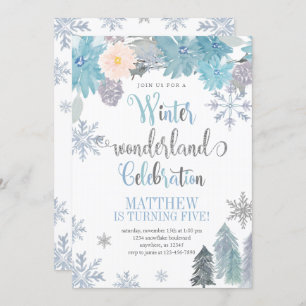 Flocon de neige d'hiver Invitation Anniversaire Ga