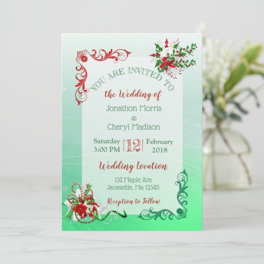 Flocon de neige d'hiver Noël Mariages Invitations (Debout devant)